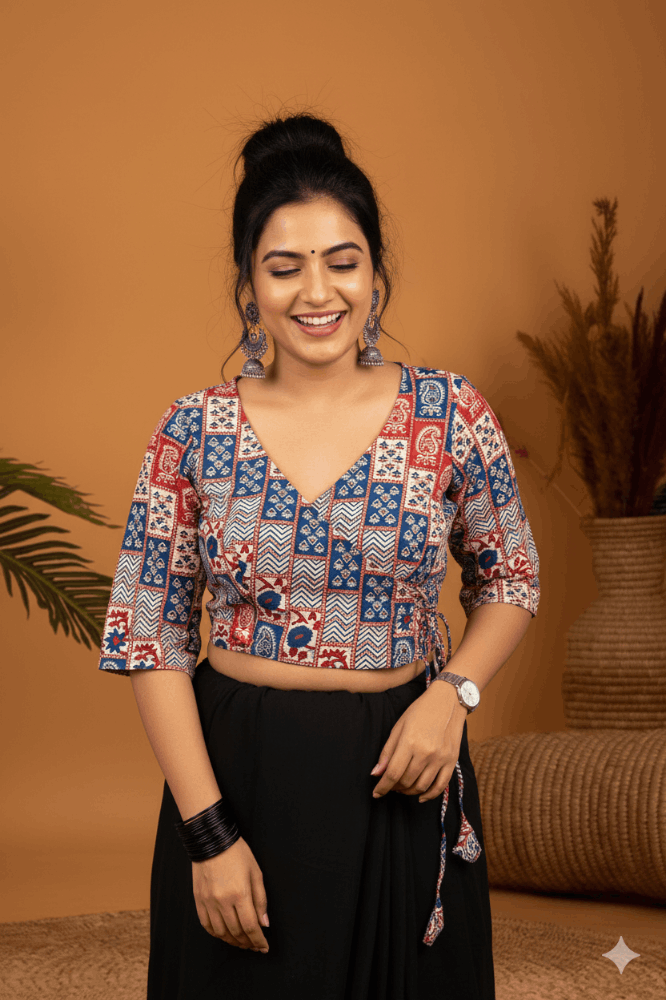 Indie Fusion Cotton Angrakha Style Blouse