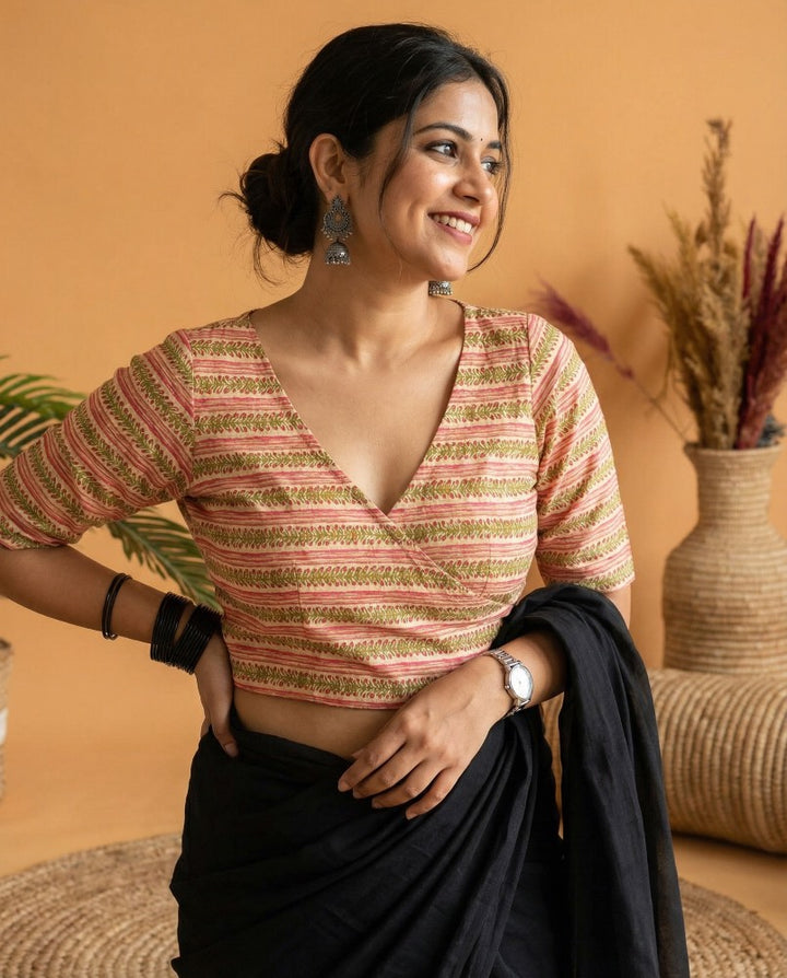 Indie Fusion Cotton Angrakha Style Blouse