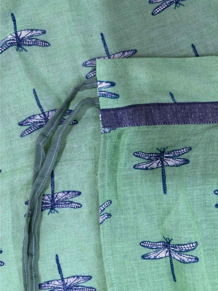 Dragonflies & Wind Handwoven Mul Cotton Pre-stitched Ready to Wear Saree with Pocket