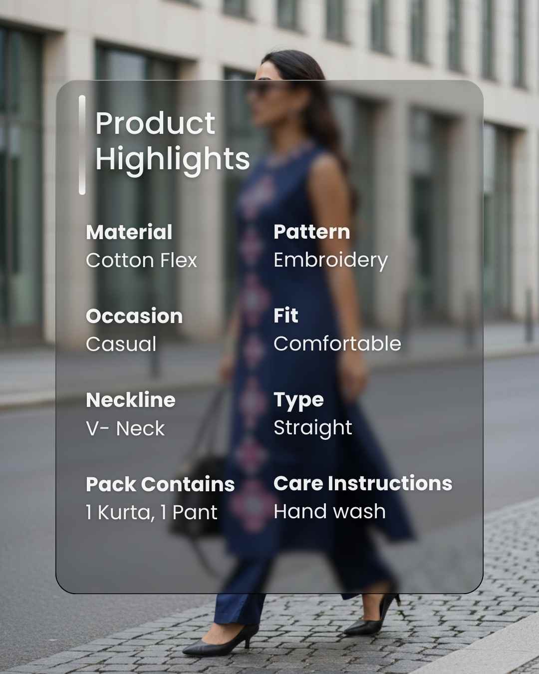 Riya Cotton Pant and Kurta Set with Floral Embroidery