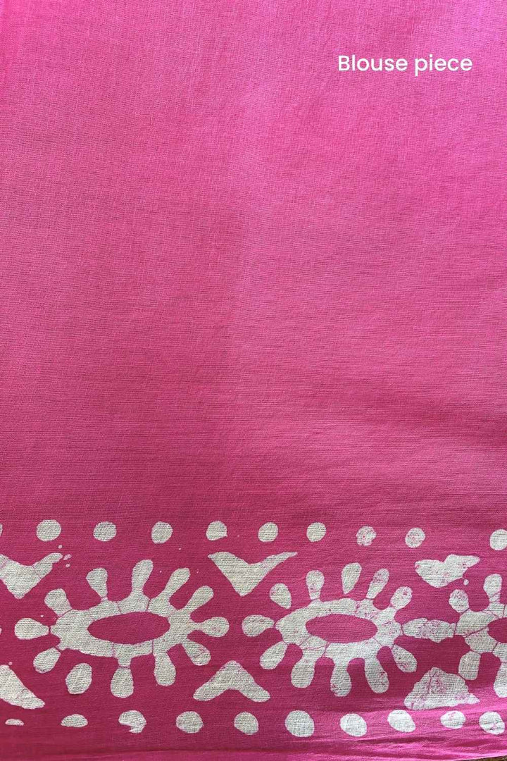 Pink Swirl - Batik Pure Mulmul Cotton Saree
