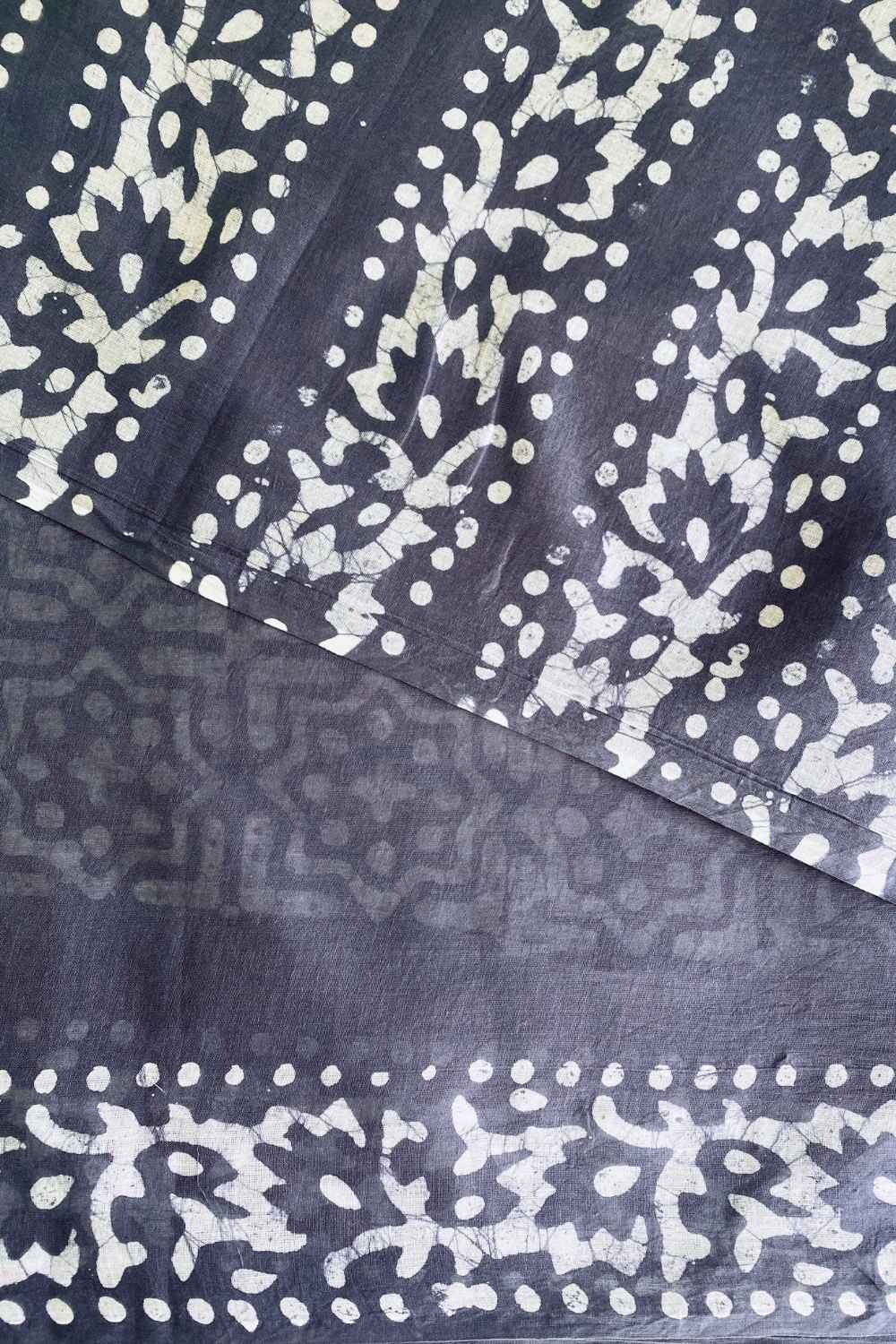 Smoke Pop - Grey Batik Pure Mulmul Cotton Saree