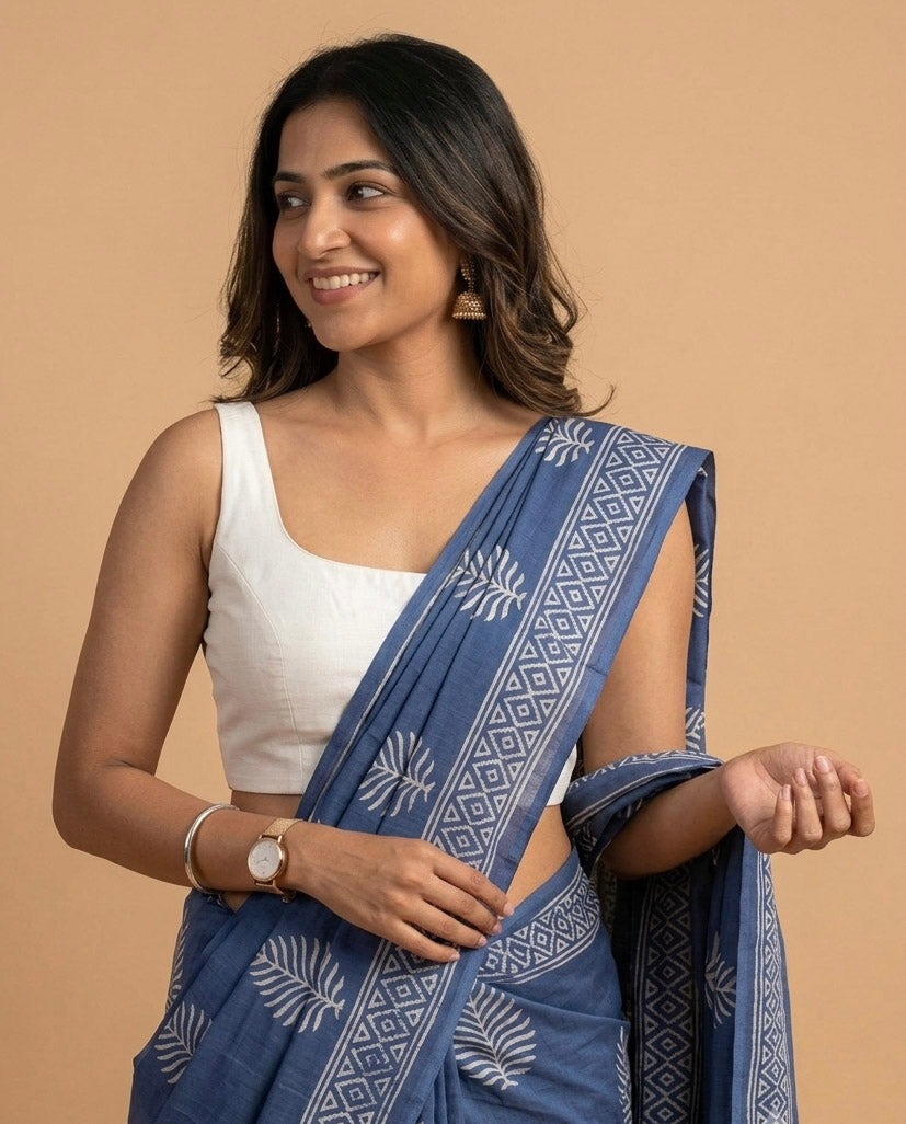 White Art Silk U neck Sleeveless Readymade Blouse