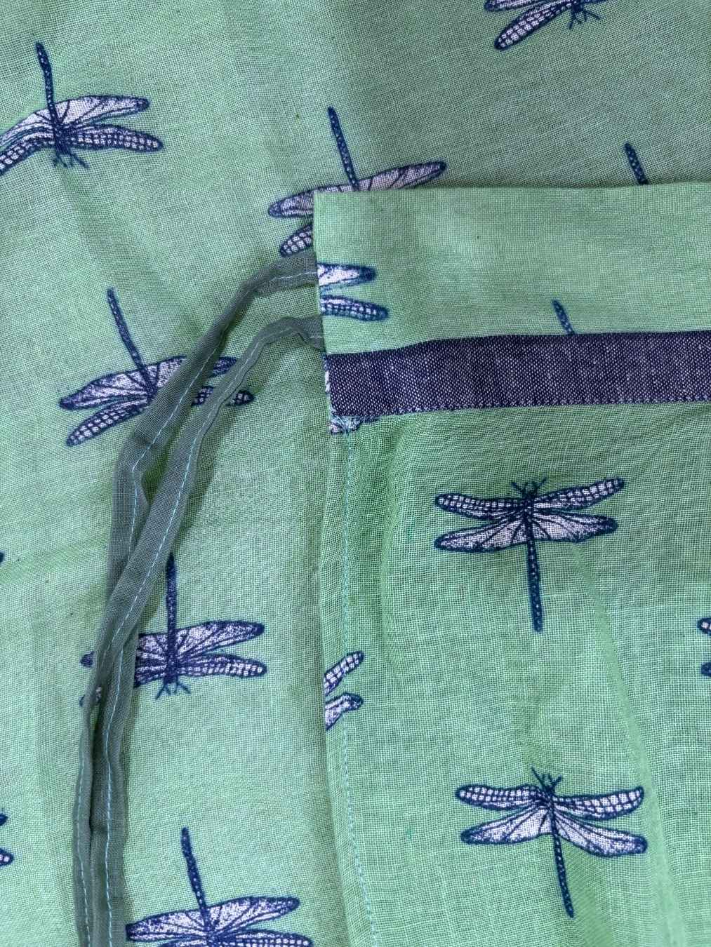 Dragonflies & Wind Handwoven Mul Cotton Pre-stitched Ready to Wear Saree with Pocket