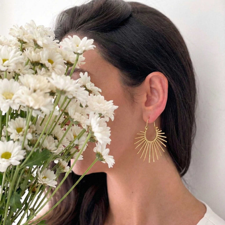 Sunray Hoop 18k Gold Plated Earrings