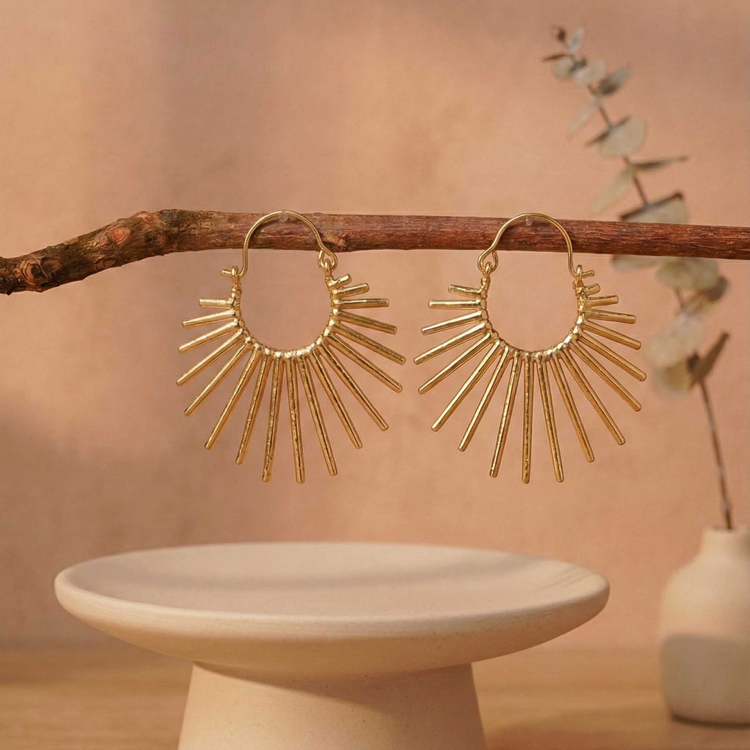 Sunray Hoop 18k Gold Plated Earrings