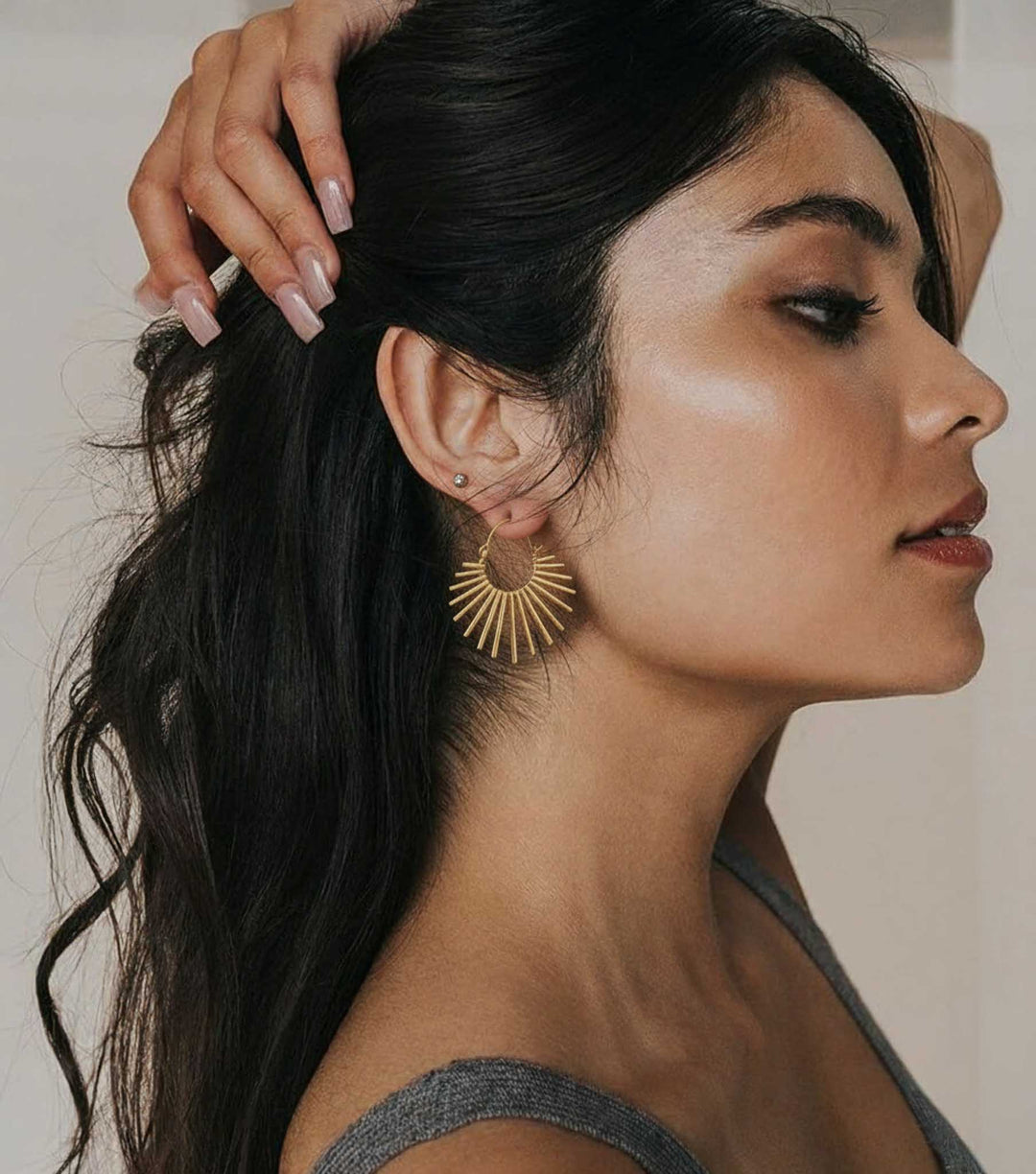 Sunray Hoop 18k Gold Plated Earrings