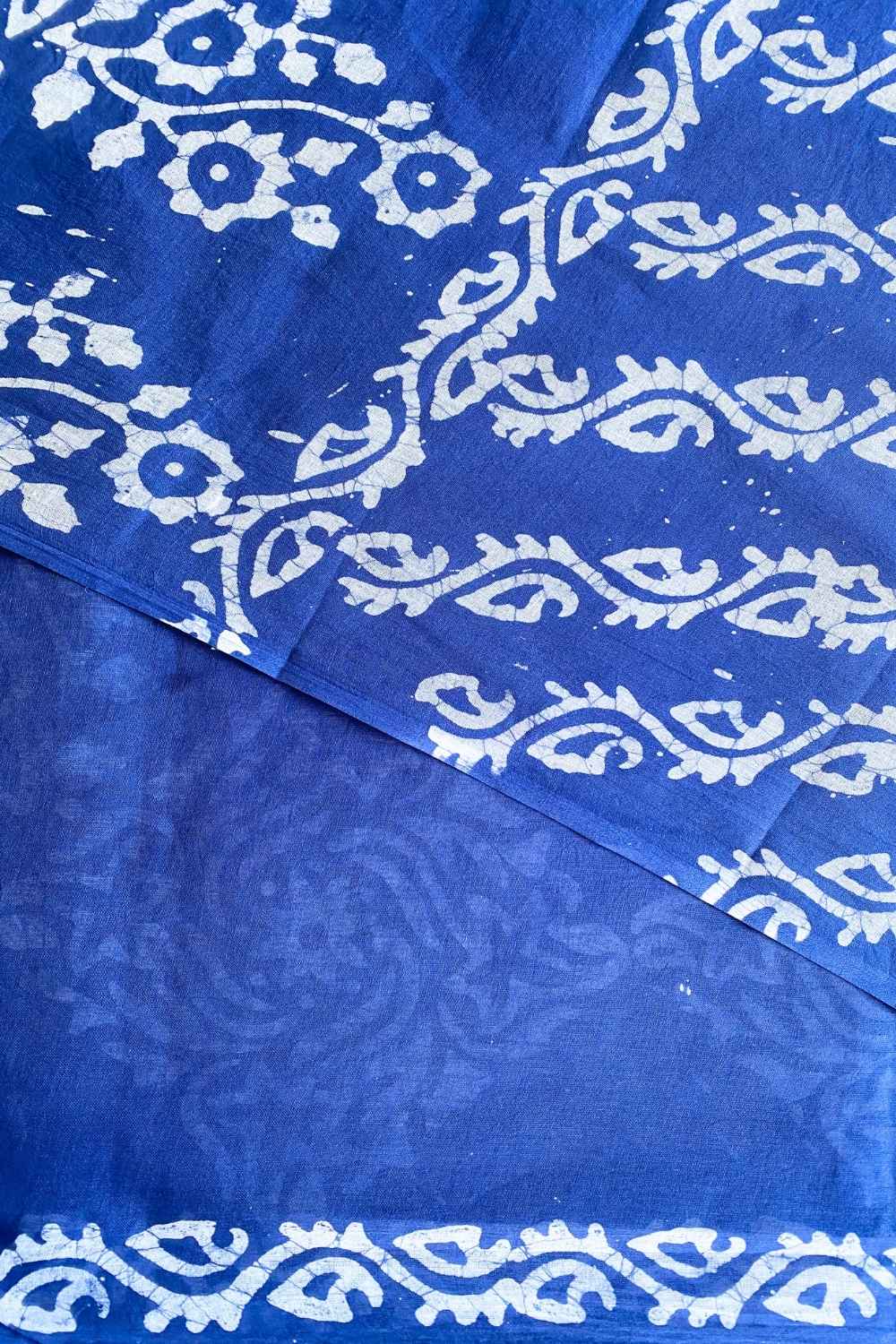 Cool Blue - Batik Pure Mulmul Cotton Saree
