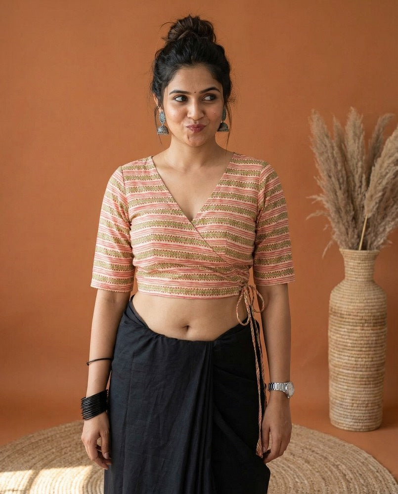 Indie Fusion Cotton Angrakha Style Blouse