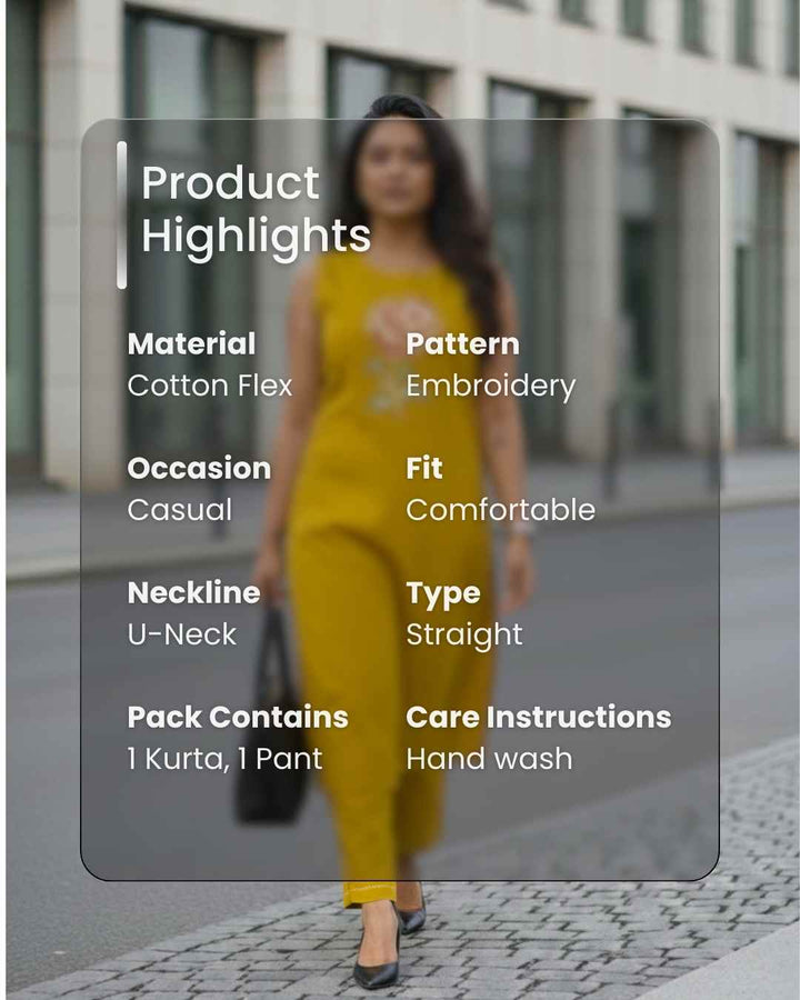 Gul Cotton Pant and Kurta Set with Floral Embroidery