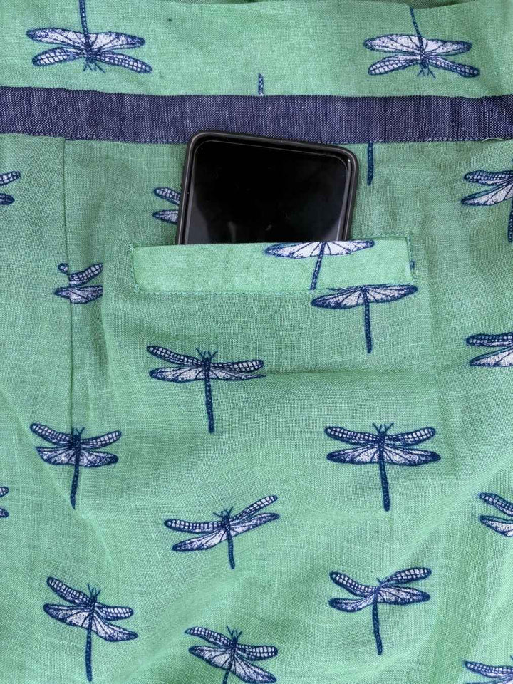 Dragonflies & Wind Handwoven Mul Cotton Pre-stitched Ready to Wear Saree with Pocket