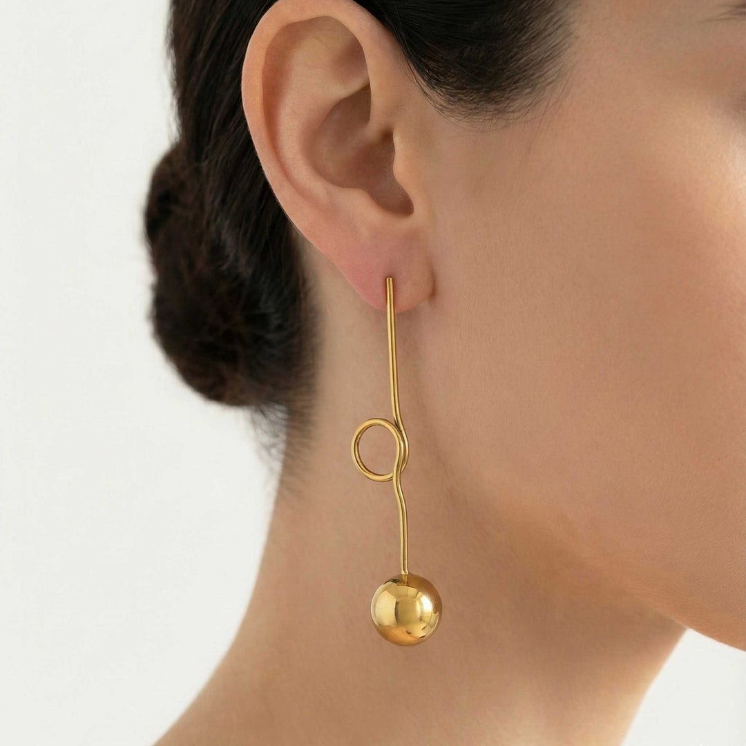 Ball Drop 18k Gold Plated Earrings