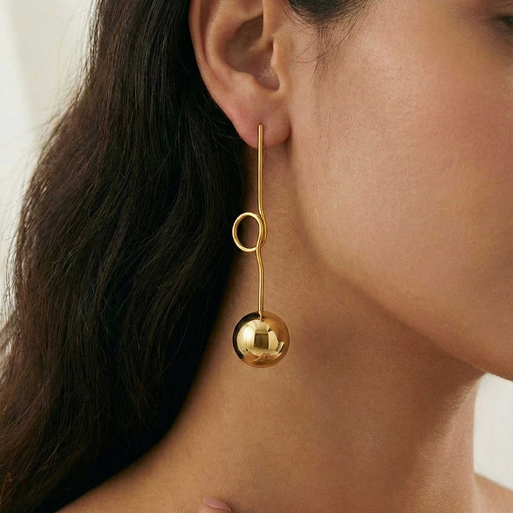 Ball Drop 18k Gold Plated Earrings