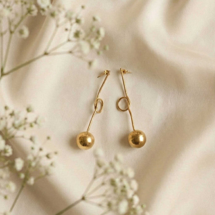 Ball Drop 18k Gold Plated Earrings