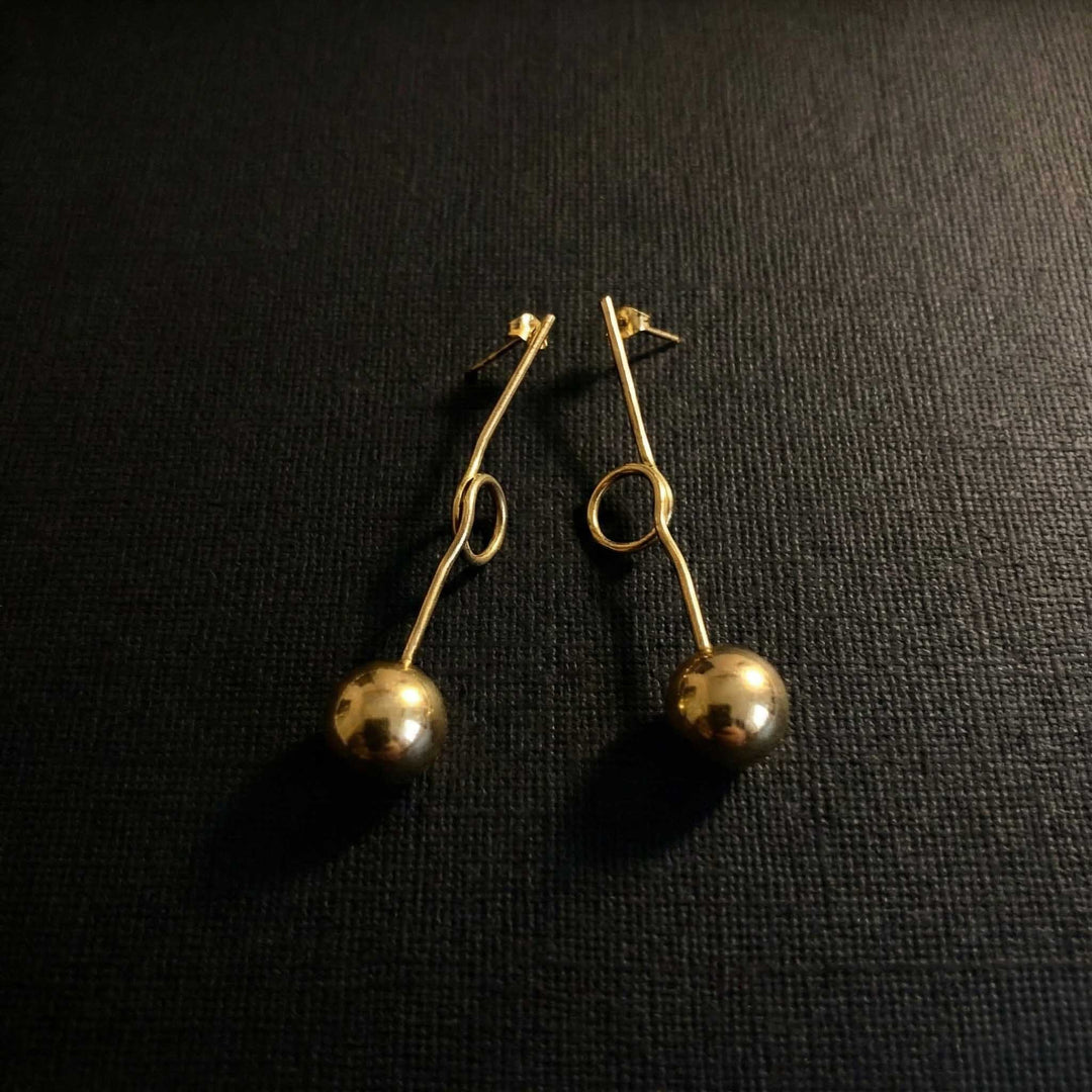 Ball Drop 18k Gold Plated Earrings