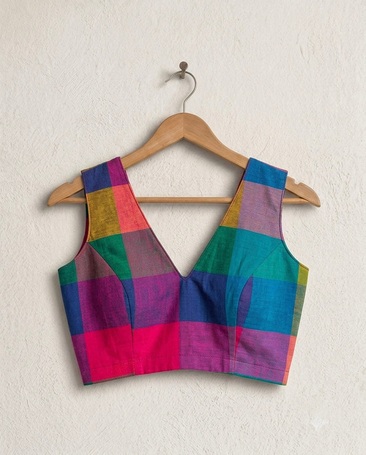 Sleeveless Blouse with V neck - Multicolor 4