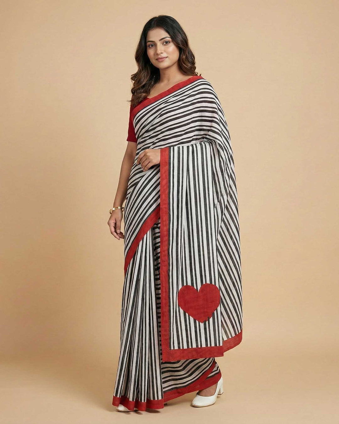 City Love Hand Block Print Mul Mul Cotton Saree