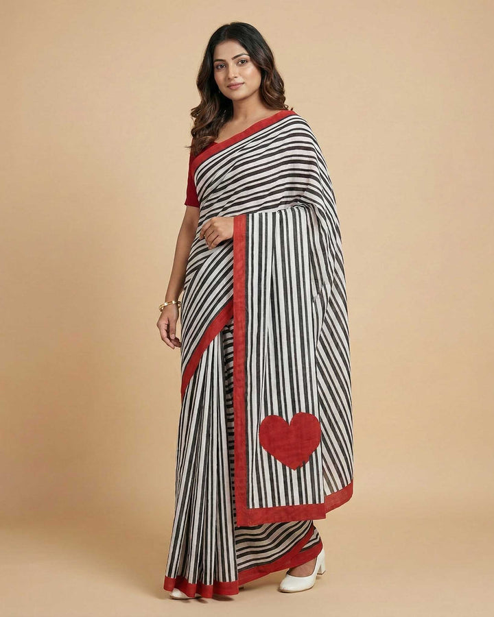 City Love Hand Block Print Mul Mul Cotton Saree