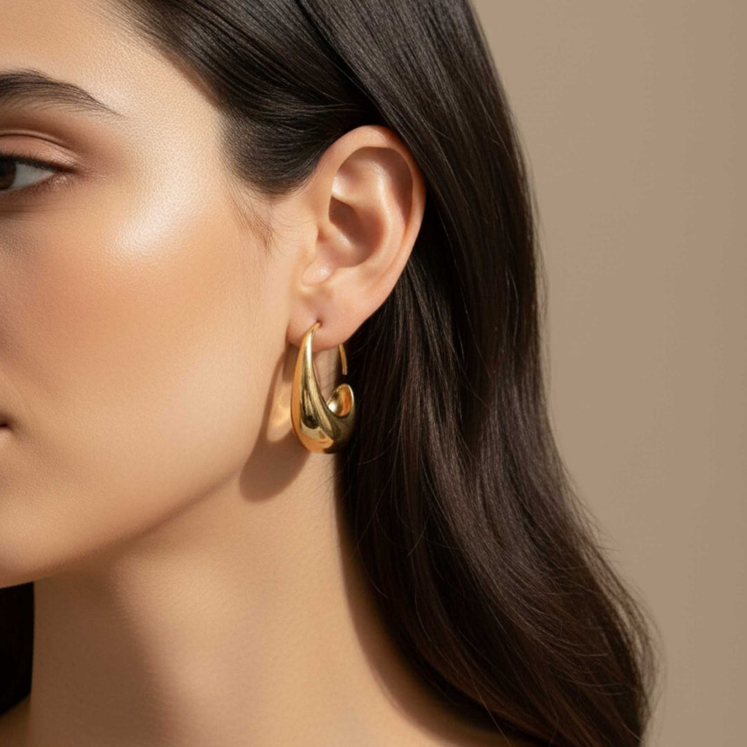 Bold Curve 24k Gold Plated Earrings