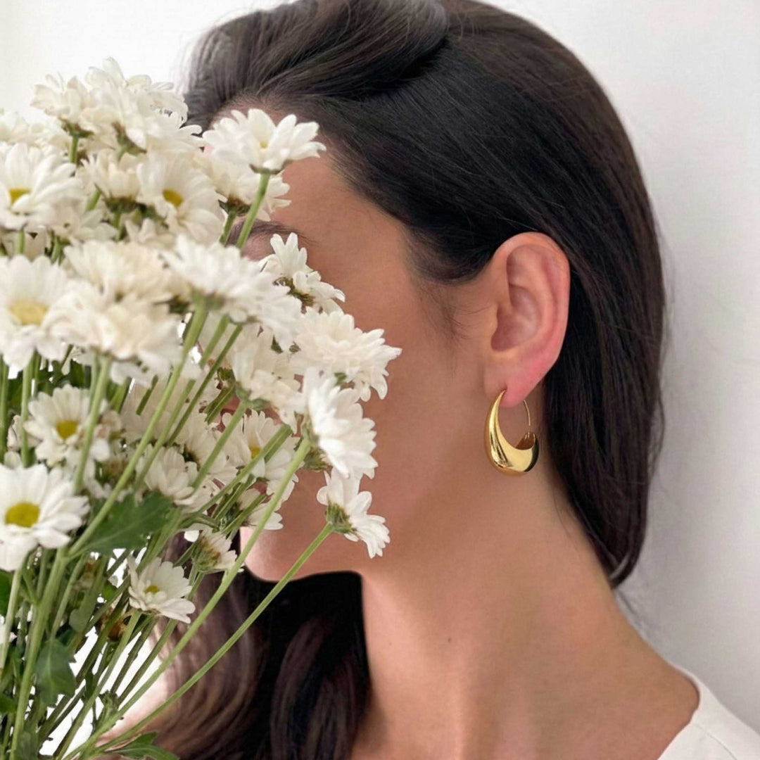 Bold Curve 24k Gold Plated Earrings