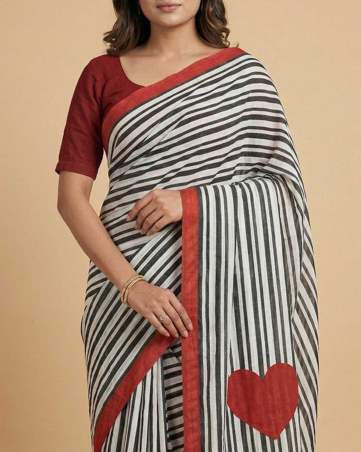 City Love Hand Block Print Mul Mul Cotton Saree