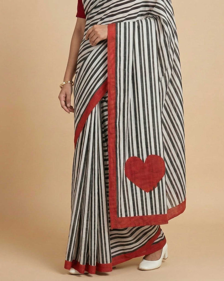 City Love Hand Block Print Mul Mul Cotton Saree