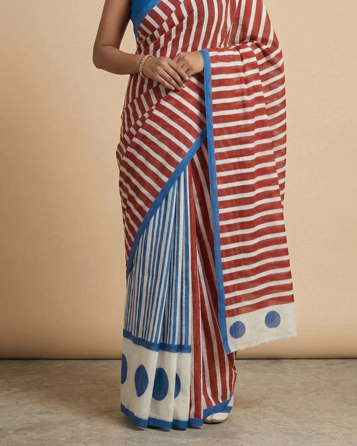 Daily Hustle Hand Block Print Mul Mul Cotton Saree