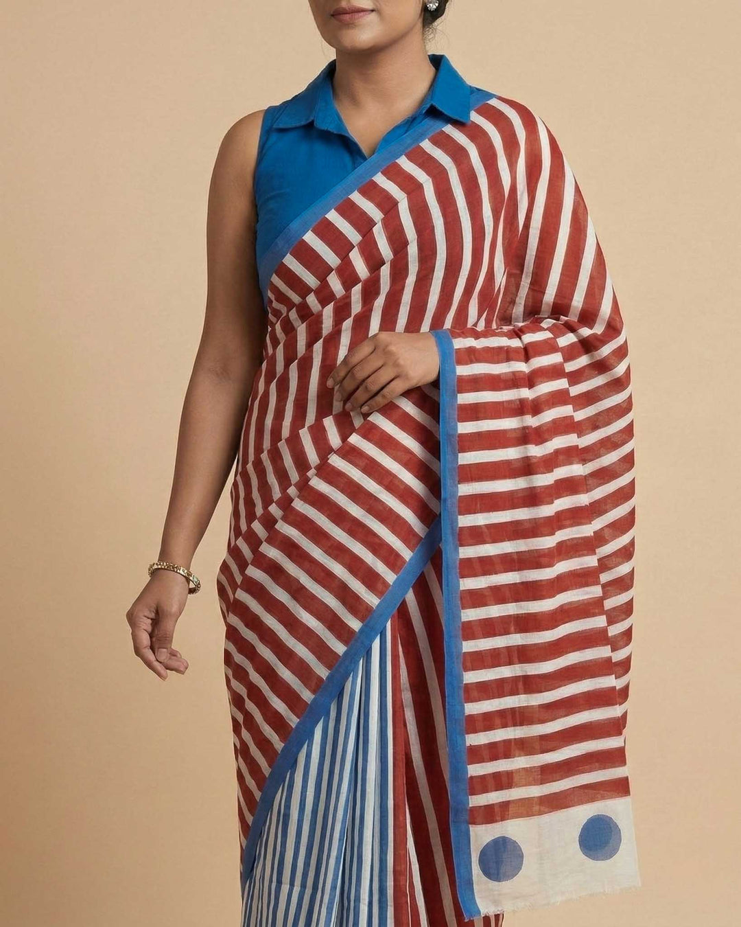 Daily Hustle Hand Block Print Mul Mul Cotton Saree