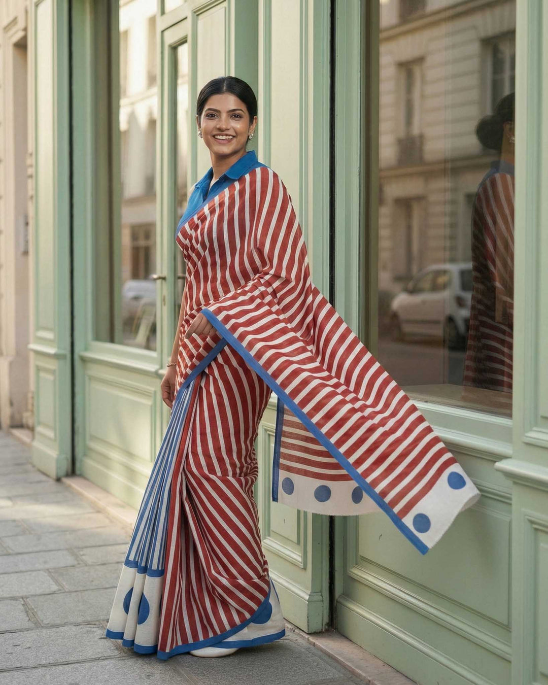 Daily Hustle Hand Block Print Mul Mul Cotton Saree