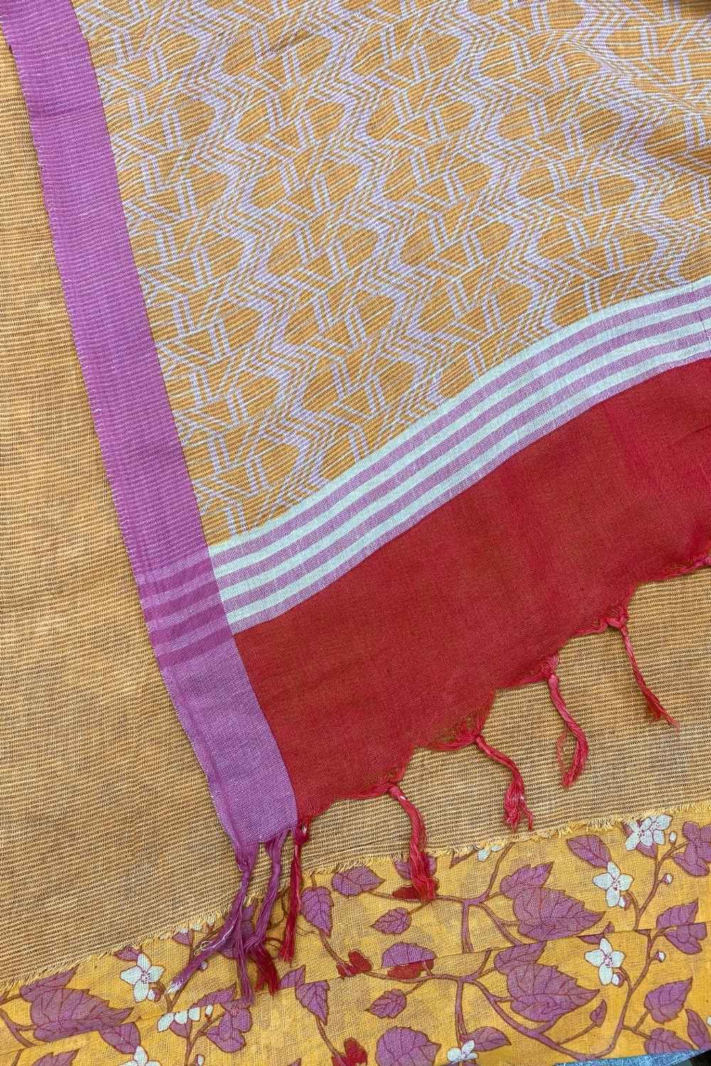 A Stitch of Summer Handwoven Mulmul Cotton Printed Saree