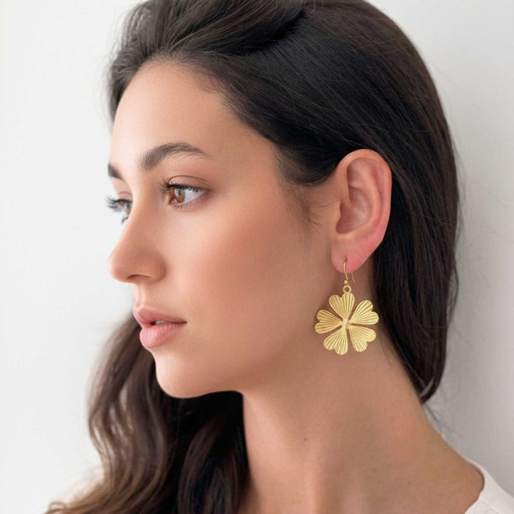 Floral Motif 18k Gold Plated Earrings