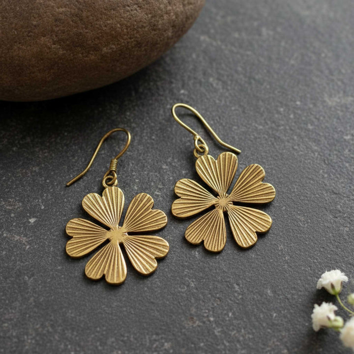 Floral Motif 18k Gold Plated Earrings
