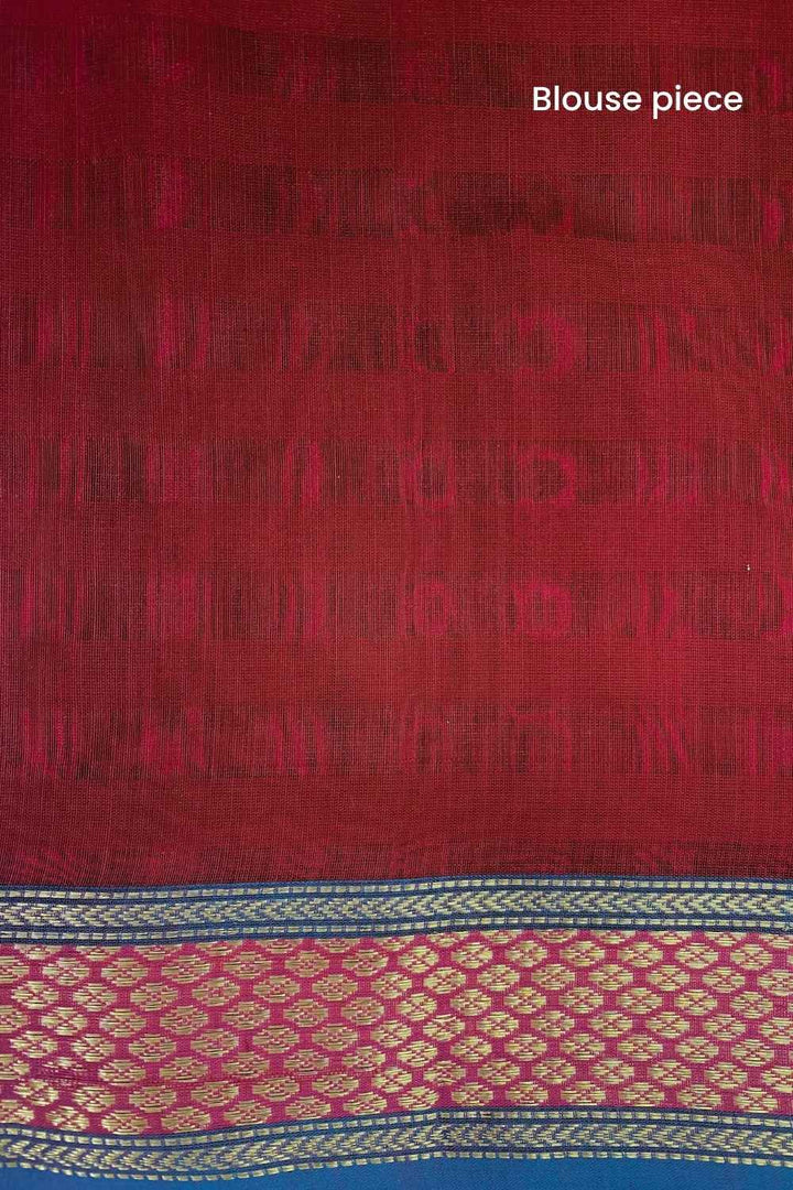 Red Pure Silk Cotton Maheshwari Saree