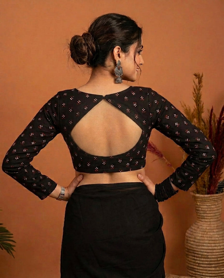 All Day Comfort Black Cotton Full Sleeve Blouse