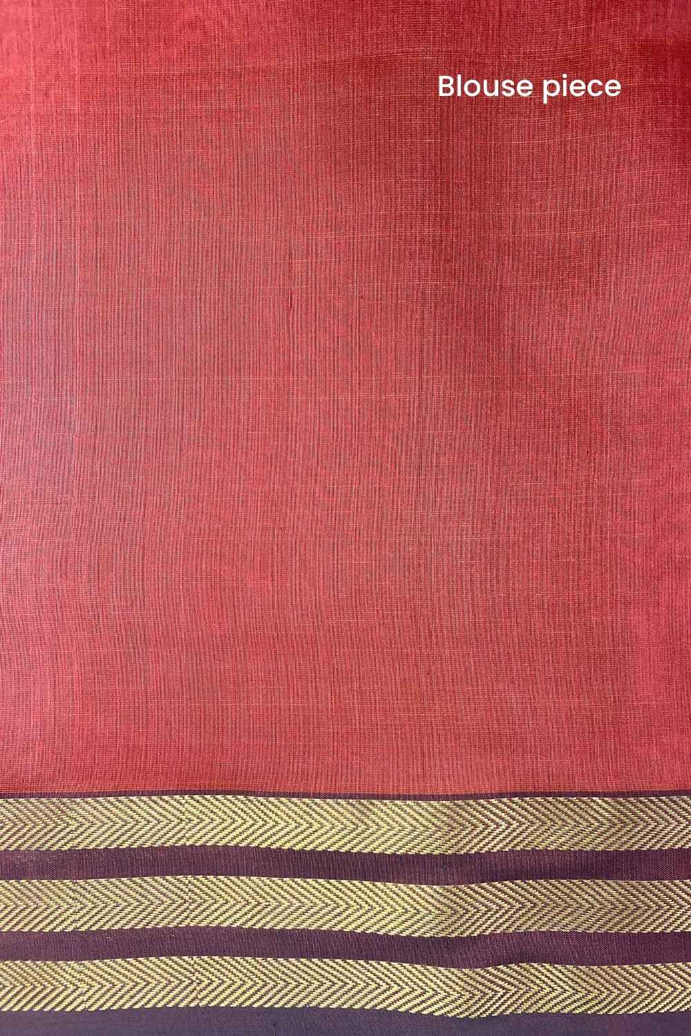 Rust Pure Silk Cotton Maheshwari Saree