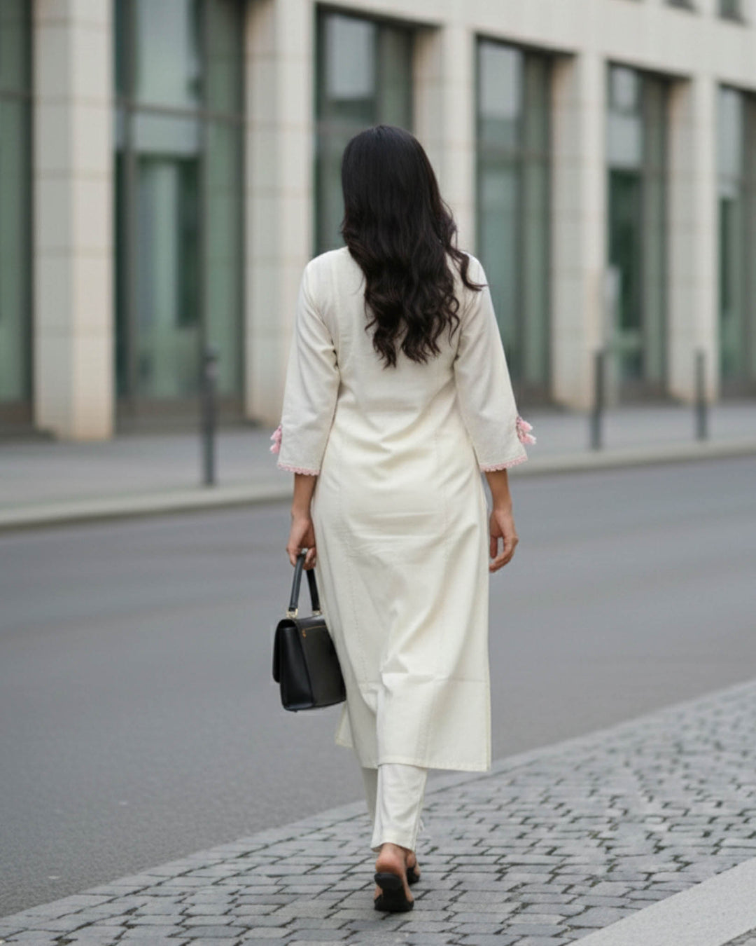 Aarohi Cotton Pant and Kurta Set with Floral Embroidery