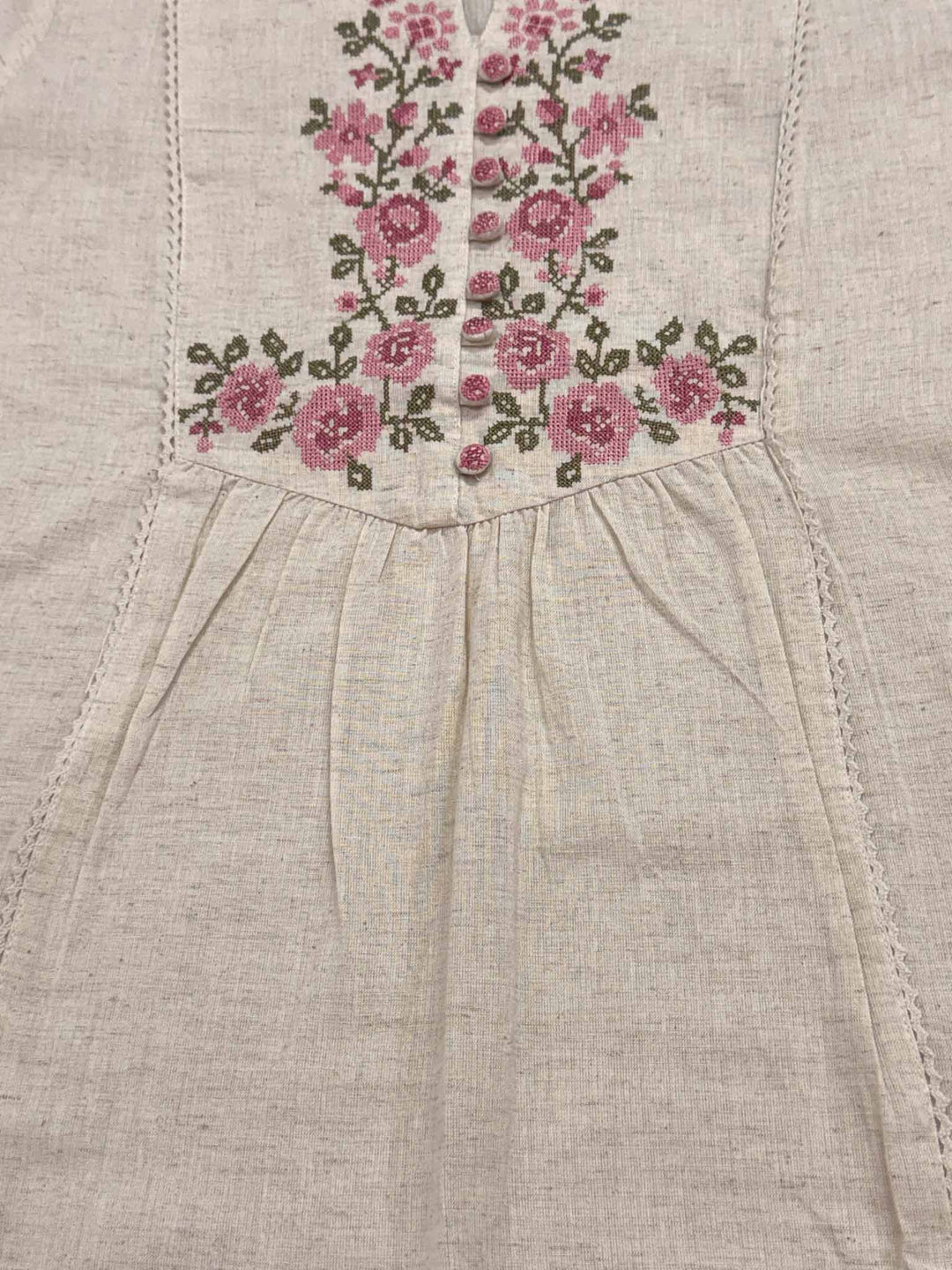 Aarohi Cotton Pant and Kurta Set with Floral Embroidery