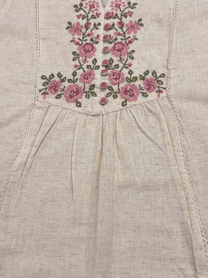 Aarohi Cotton Pant and Kurta Set with Floral Embroidery