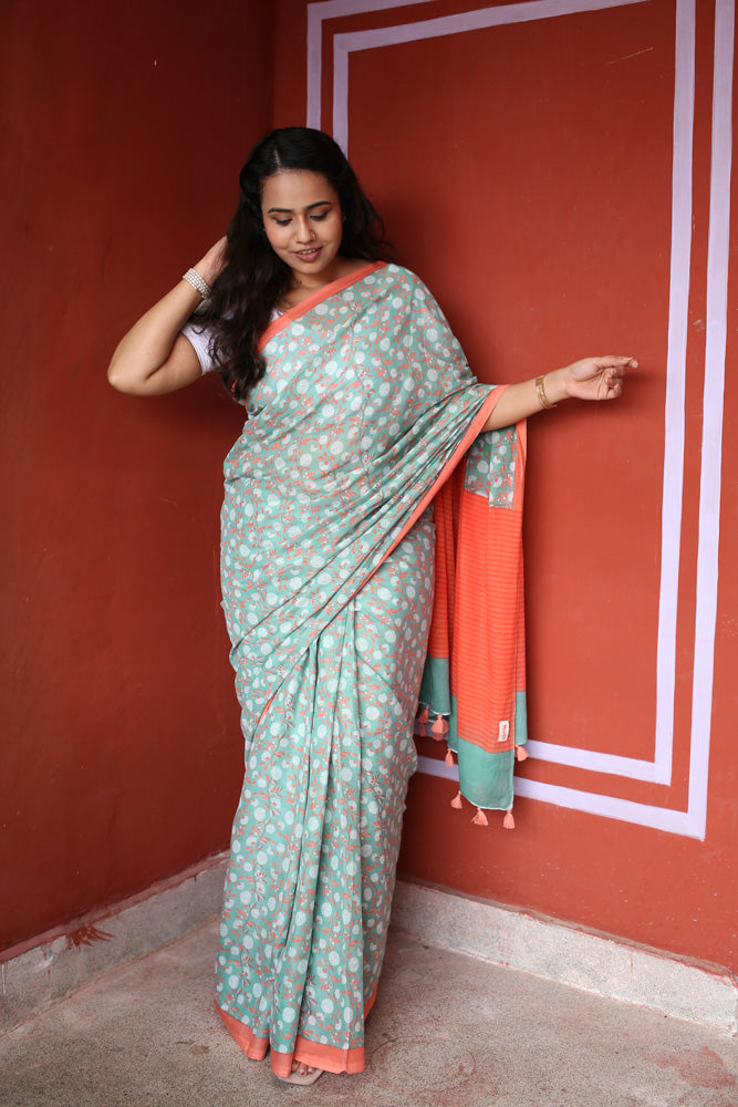 Afternoon Radio Printed Mulmul Cotton Saree