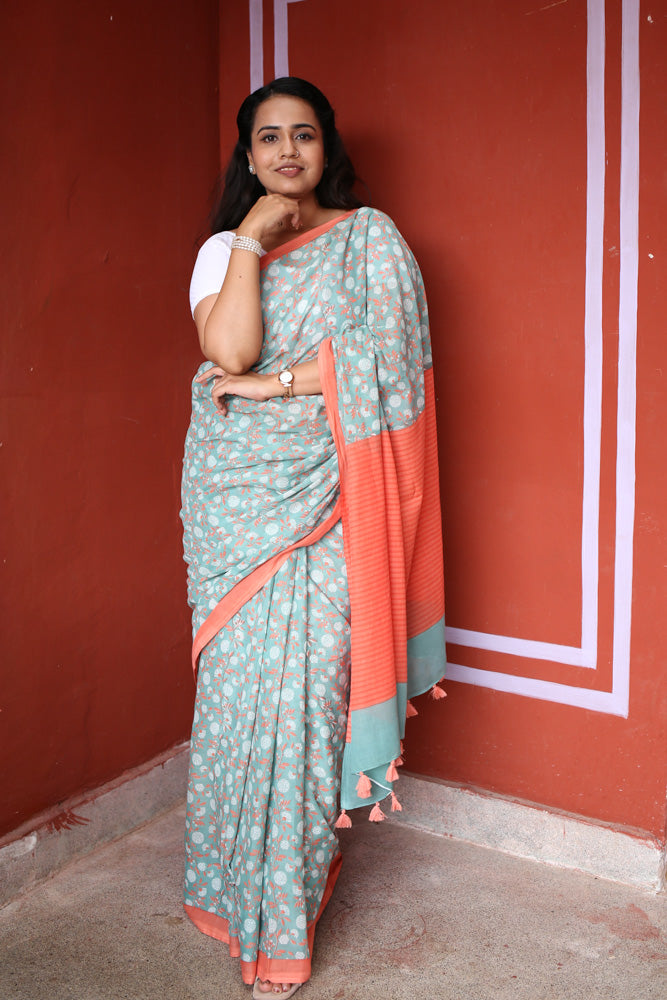 Afternoon Radio Printed Mulmul Cotton Saree