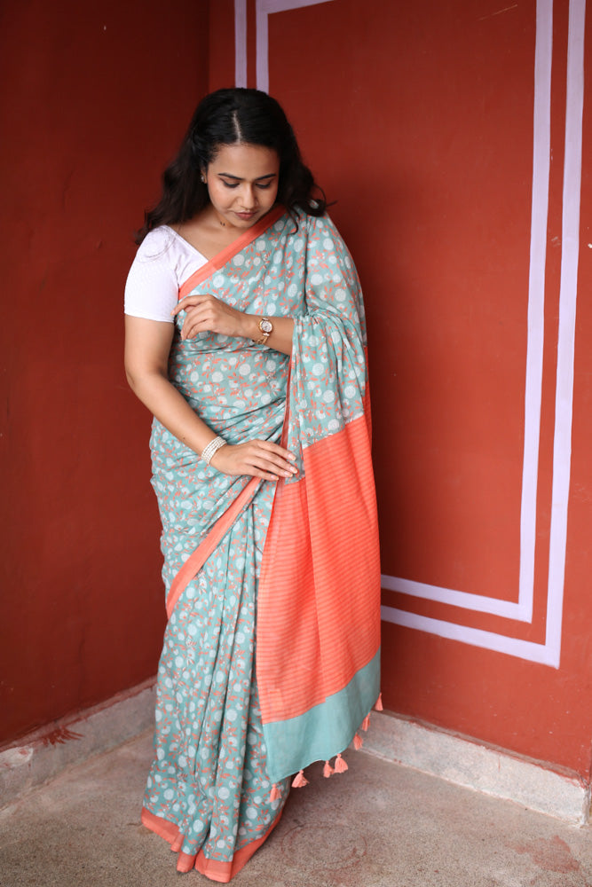 Afternoon Radio Printed Mulmul Cotton Saree