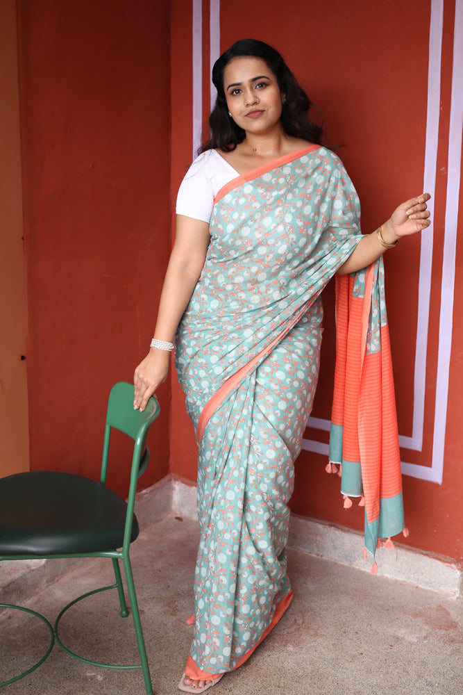 Afternoon Radio Printed Mulmul Cotton Saree
