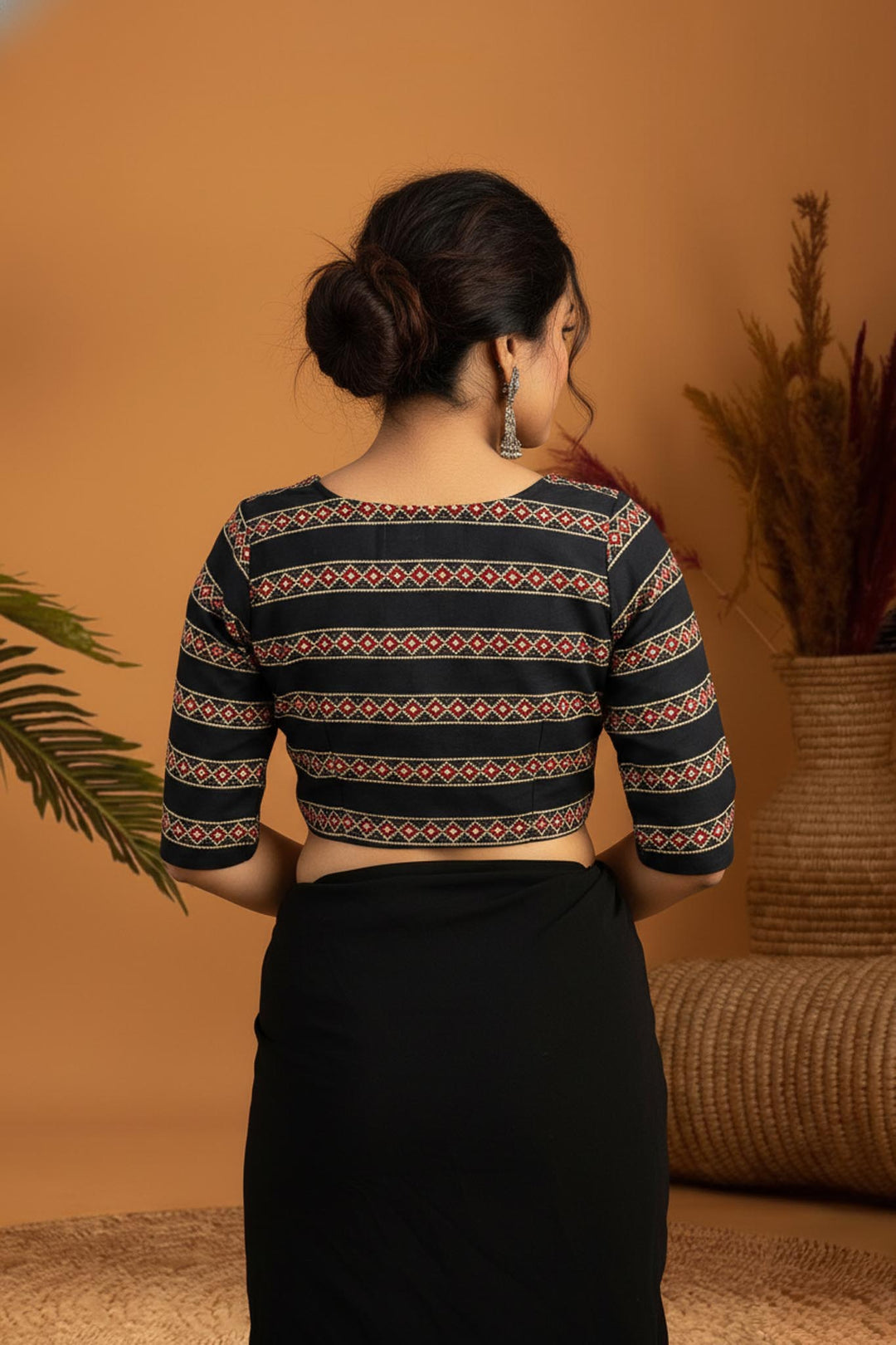 Mridula Floral Cotton Angrakha Style Blouse with Side Buttons