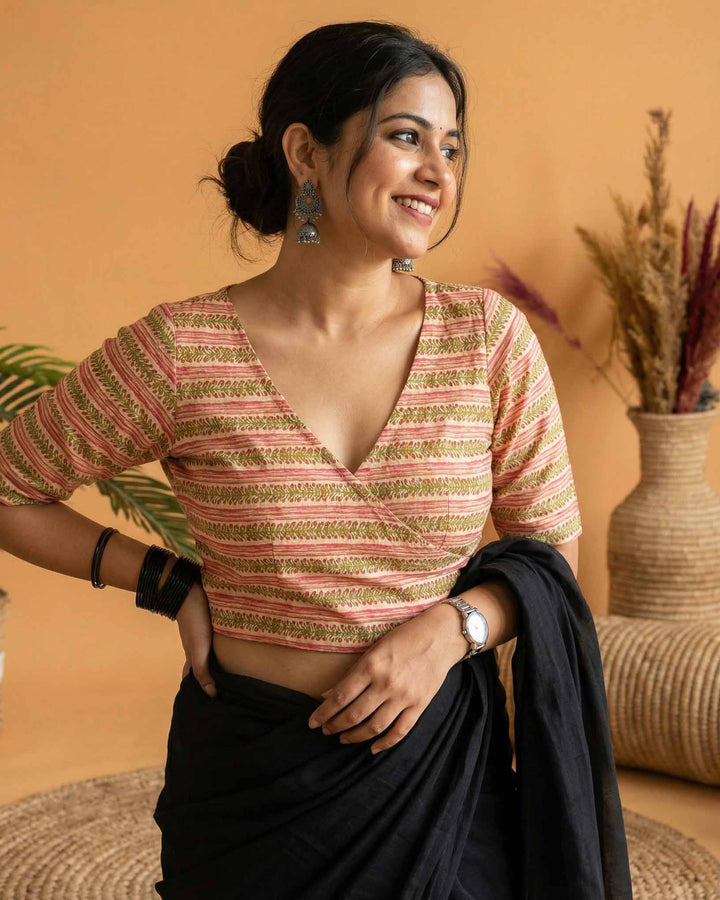 Indie Fusion Cotton Angrakha Style Blouse