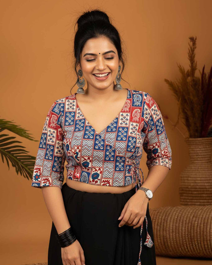 Indie Fusion Cotton Angrakha Style Blouse