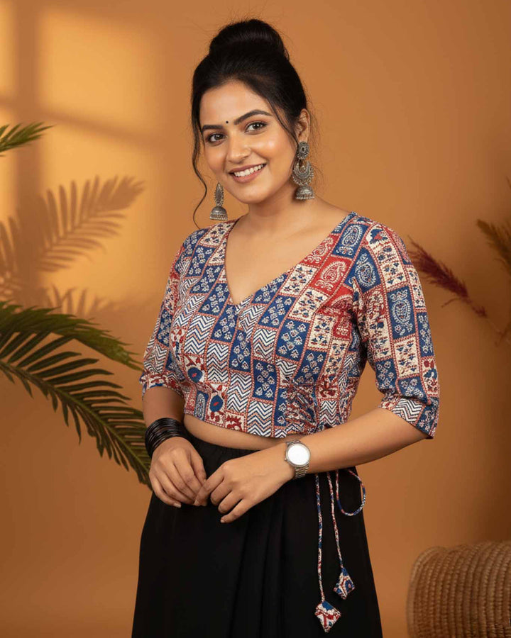 Indie Fusion Cotton Angrakha Style Blouse