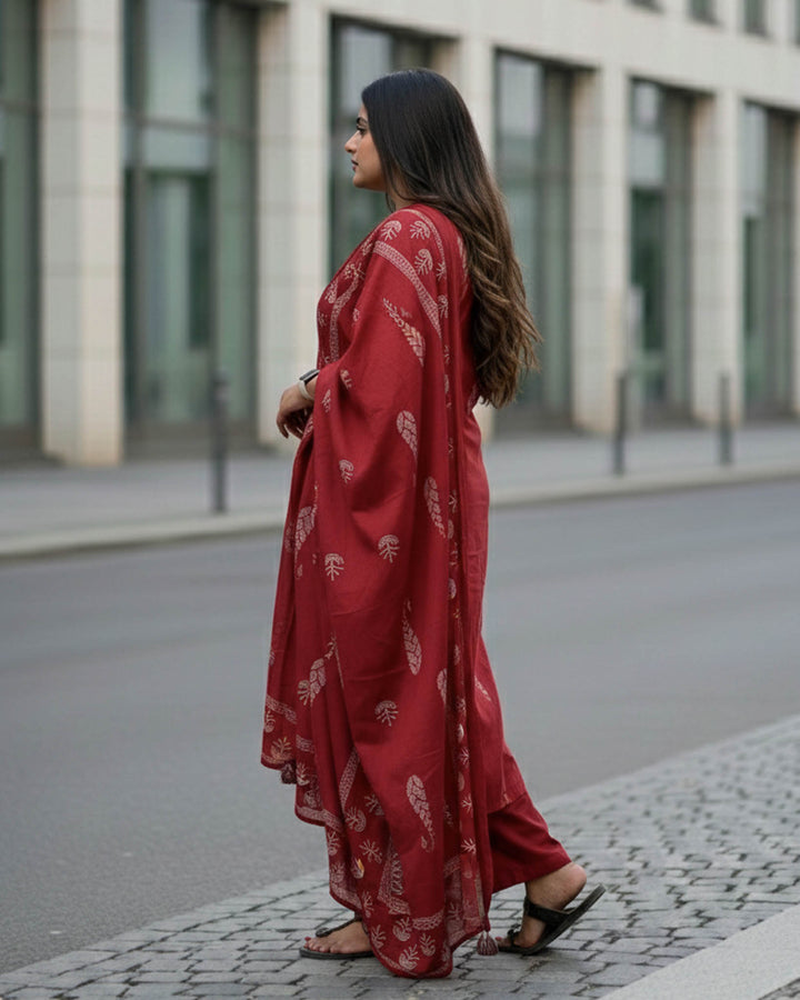 Anika Printed Cotton Dupatta, Pant and Kurta Set