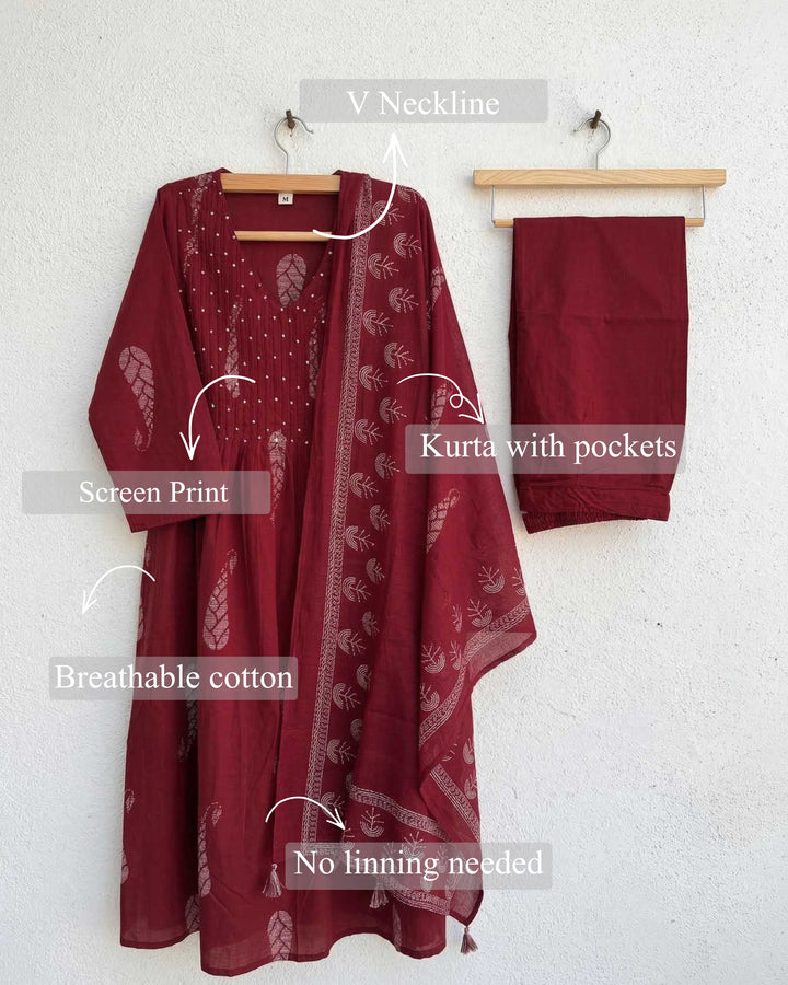 Anika Printed Cotton Dupatta, Pant and Kurta Set