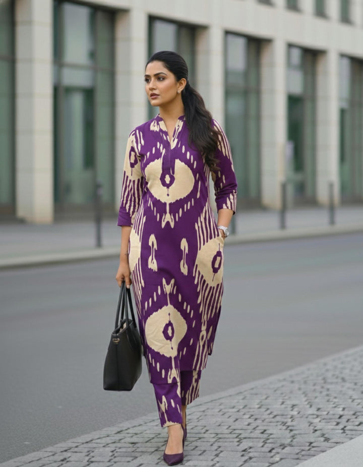 Avni Purple Cotton Pant and Kurta Set