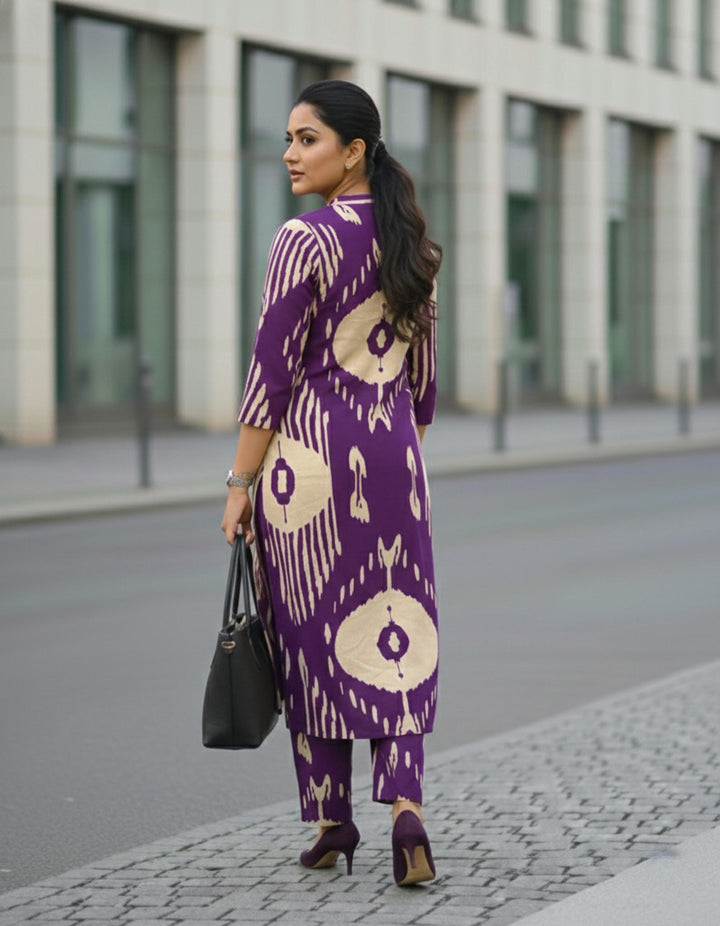 Avni Purple Cotton Pant and Kurta Set